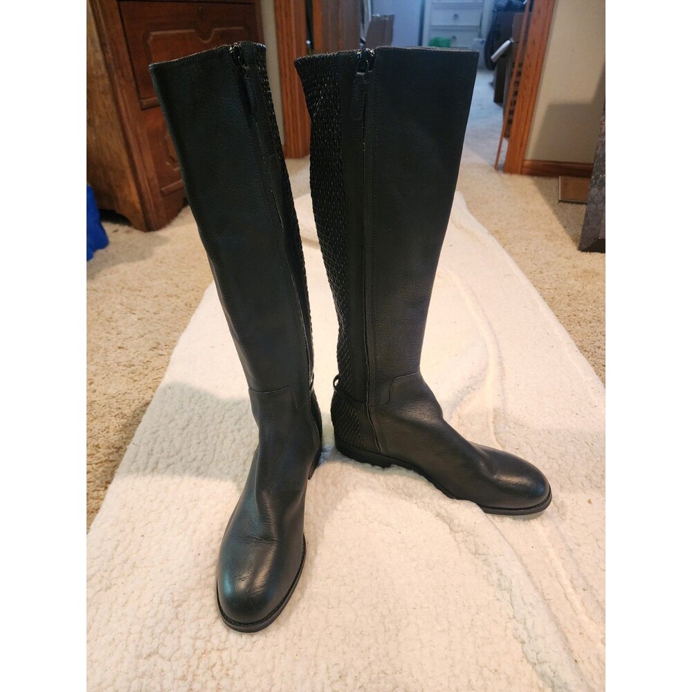 Cole Haan Isabell Black Leather Stretch Back Tall Riding Boots Womens Size 8.5 B - Picture 2 of 9